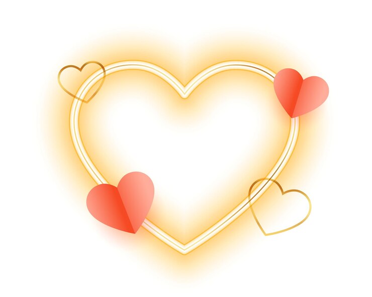 Vector Gratis latar belakang cinta hari valentine hati kertas dengan bingkai neon