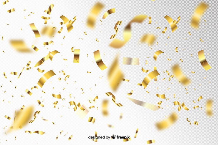 Vector Gratis latar belakang confetti emas gaya realistis