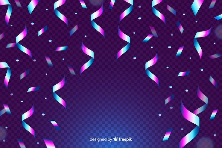 Vector Gratis latar belakang confetti holografik realistis