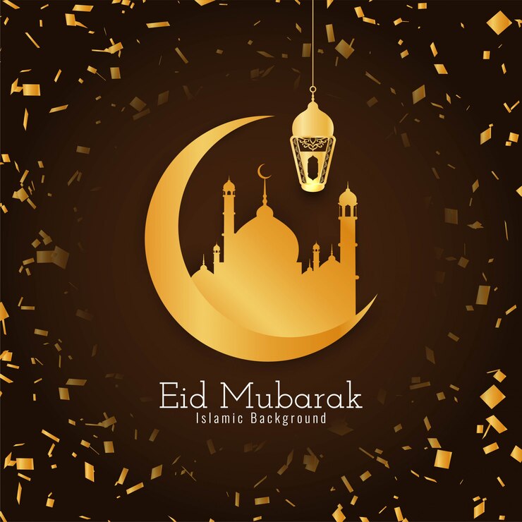 Vector Gratis latar belakang confetti islami yang indah idul fitri mubarak