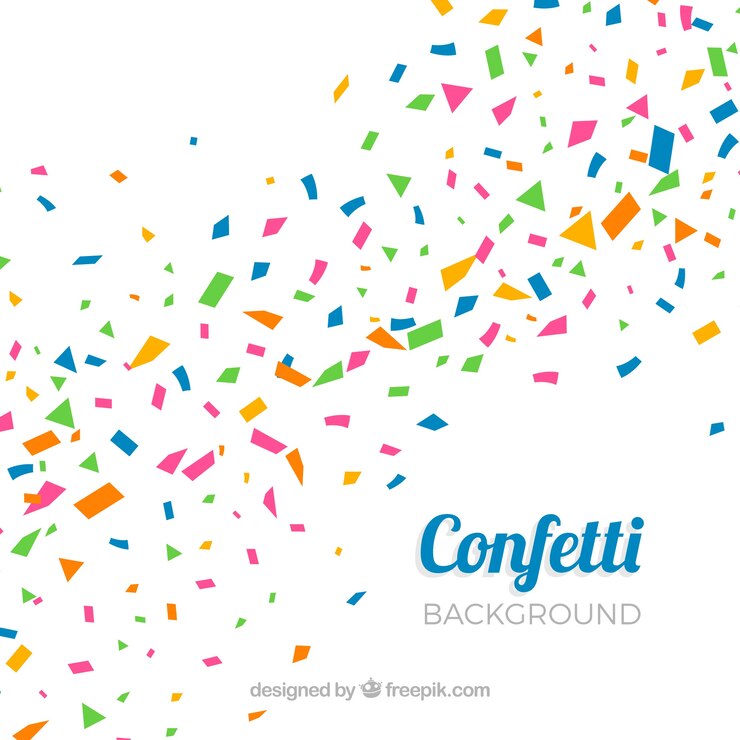 Vector Gratis latar belakang confetti warna-warni dalam gaya datar