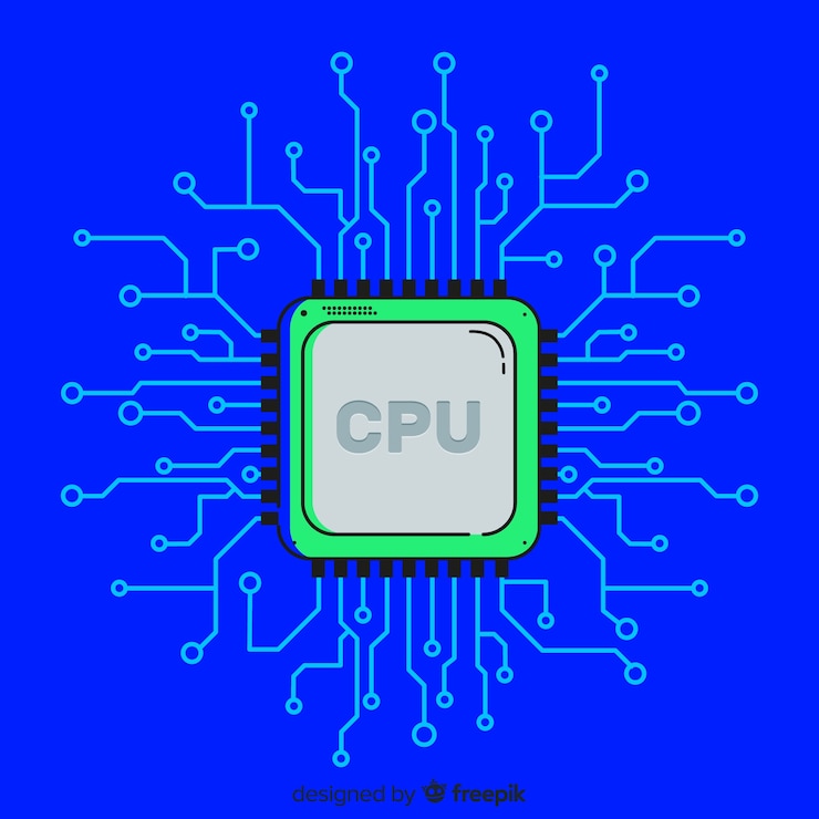 Vector Gratis latar belakang cpu modern dengan gaya linier