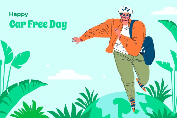 Vector Gratis latar belakang datar hari bebas mobil sedunia
