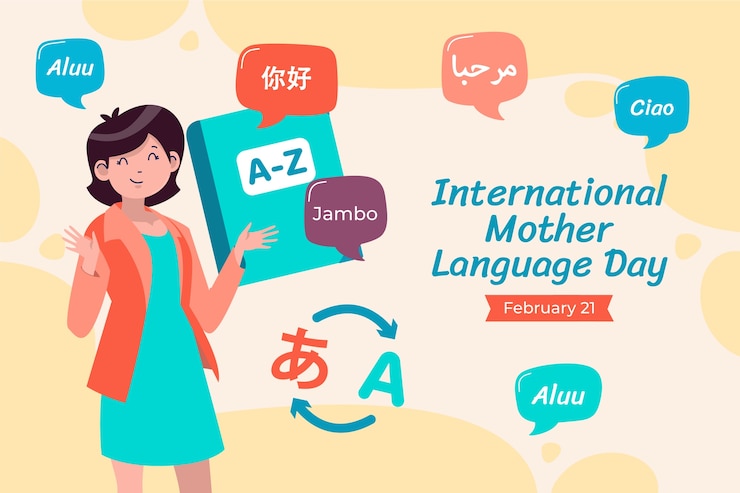 Vector Gratis latar belakang datar untuk hari bahasa ibu internasional