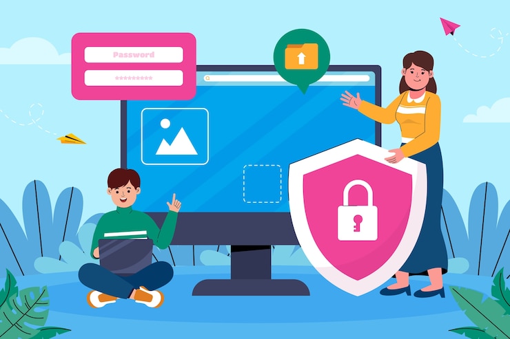 Vector Gratis latar belakang datar untuk hari internet yang lebih aman