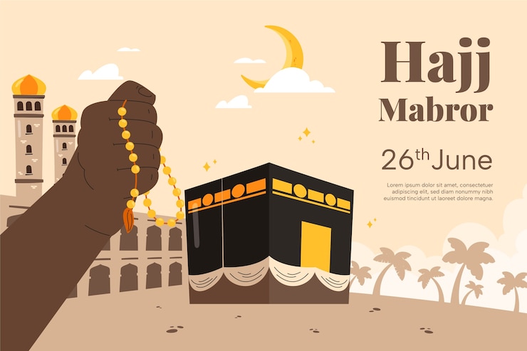 Vector Gratis latar belakang datar untuk ibadah haji