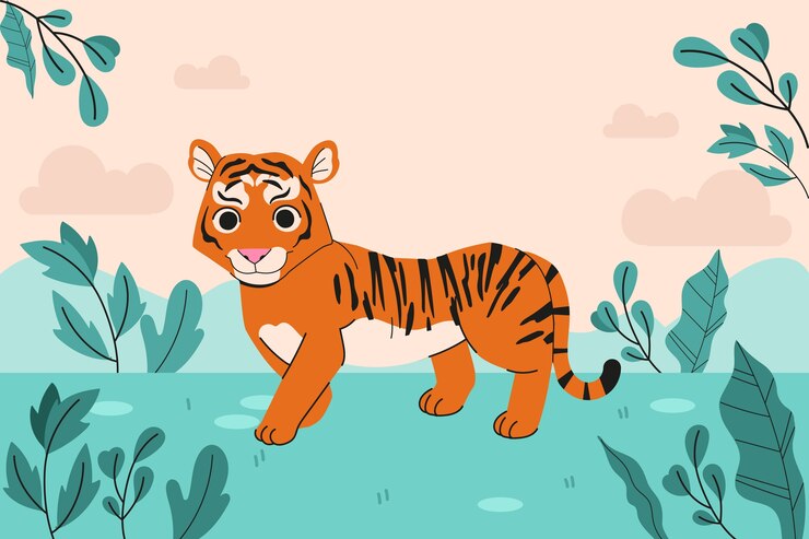 Vector Gratis latar belakang datar untuk kesadaran hari harimau internasional