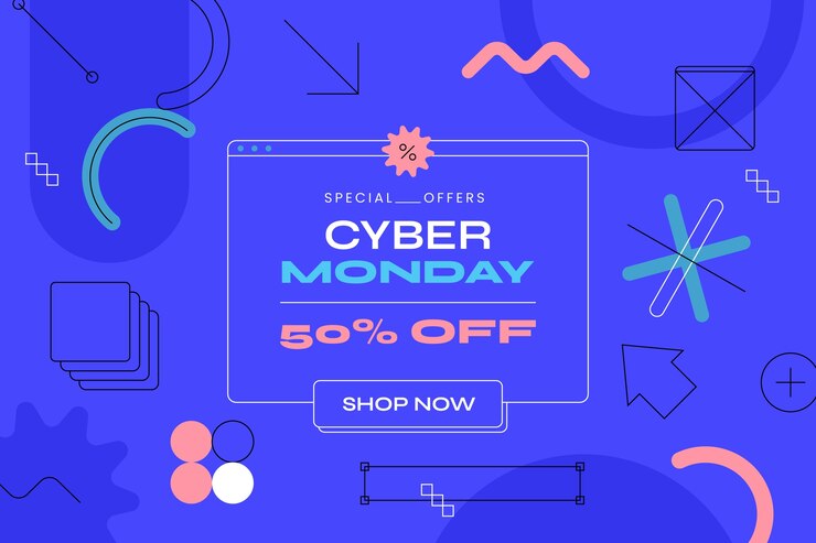 Vector Gratis latar belakang datar untuk penjualan cyber monday