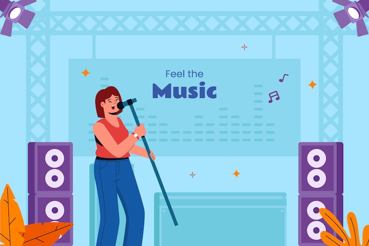 Vector Gratis latar belakang datar untuk perayaan hari musik sedunia