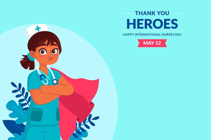 Vector Gratis latar belakang datar untuk perayaan hari perawat internasional