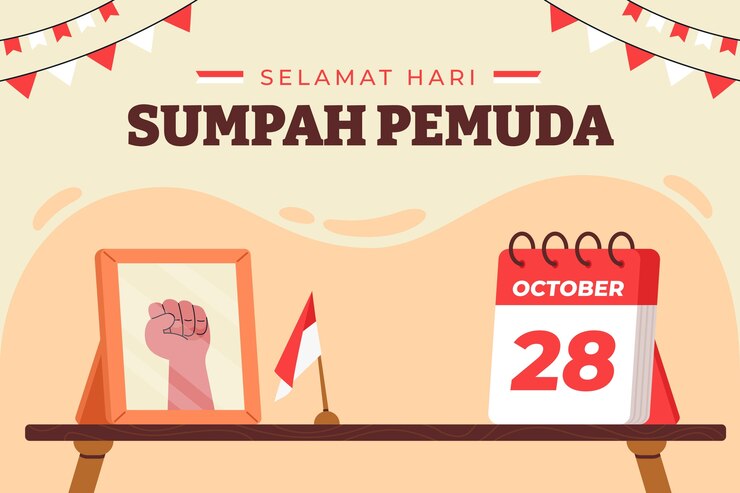 Vector Gratis latar belakang datar untuk sumpah pemuda indonesia