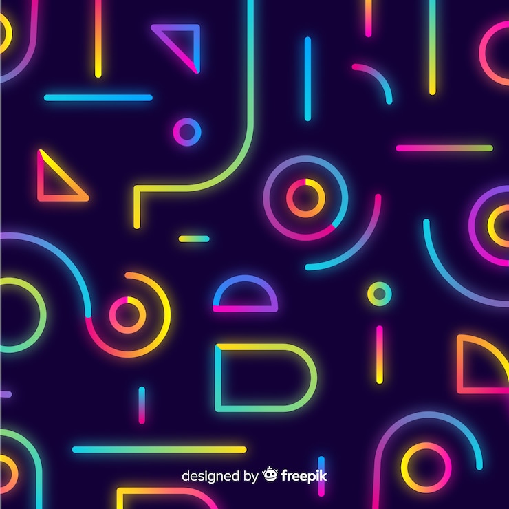 Vector Gratis latar belakang dengan bentuk geometris dan gaya neon