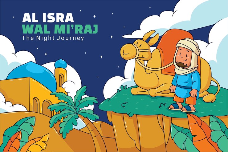 Vector Gratis latar belakang digambar tangan untuk isra miraj