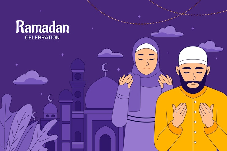 Vector Gratis latar belakang digambar tangan untuk perayaan ramadan islami