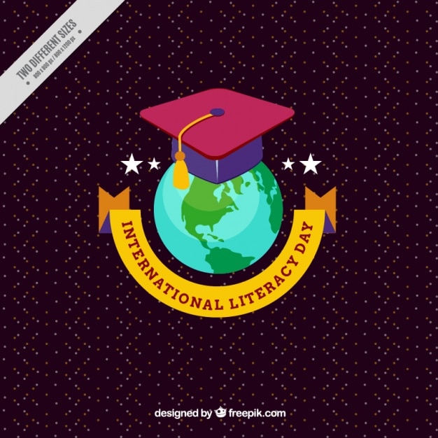 Vector Gratis latar belakang dunia dengan mortarboard
