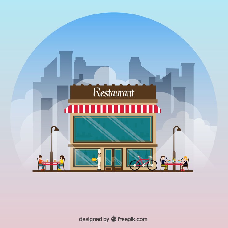 Vector Gratis latar belakang fasad restoran