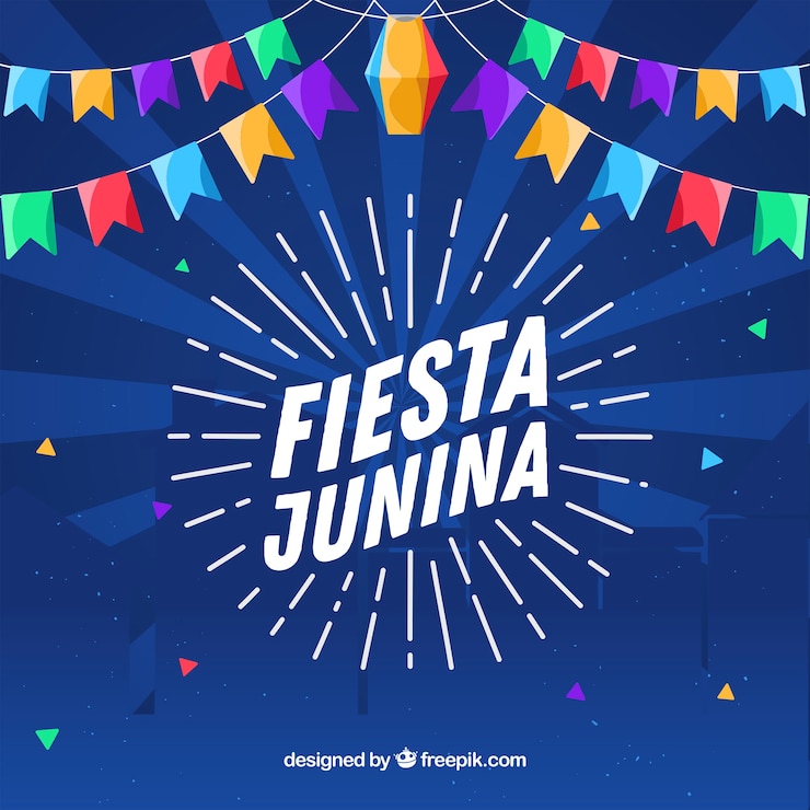 Vector Gratis latar belakang festa junina dengan elemen tradisional