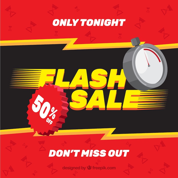 Vector Gratis latar belakang flash sale dalam gaya datar