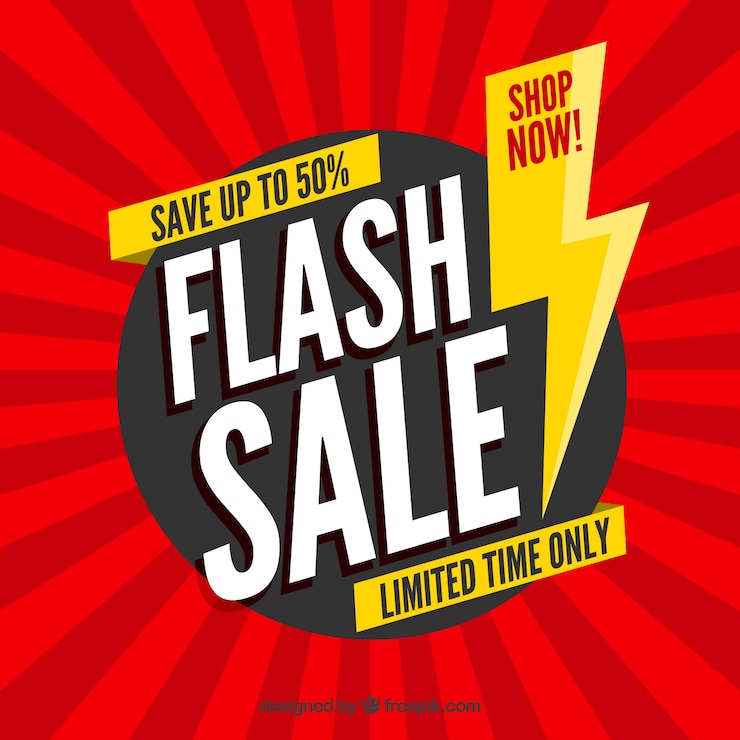 Vector Gratis latar belakang flash sale dalam gaya datar