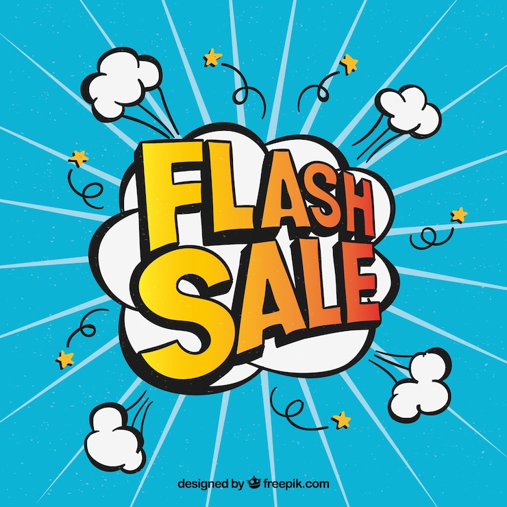 Vector Gratis latar belakang flash sale dalam gaya komik