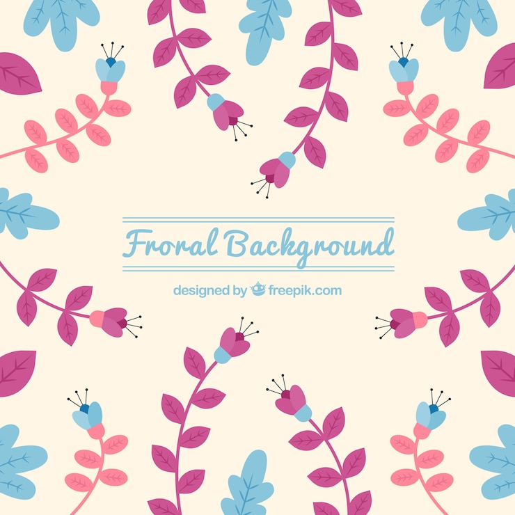 Vector Gratis latar belakang floral berwarna-warni dengan gaya datar