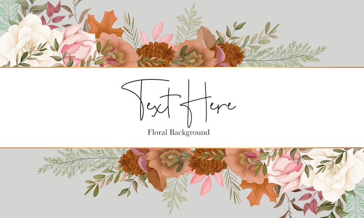 Vector Gratis latar belakang floral musim gugur yang elegan dengan bunga mawar dan bunga pinus