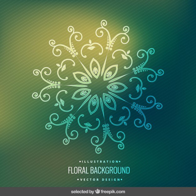 Vector Gratis latar belakang floral ornamen dengan garis-garis