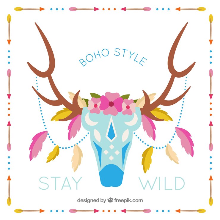 Vector Gratis latar belakang gaya boho dengan desain datar