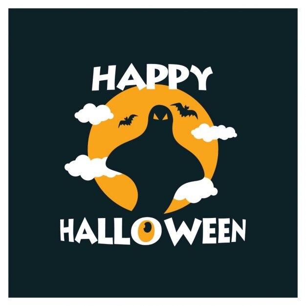 Vector Gratis latar belakang halloween dengan hantu
