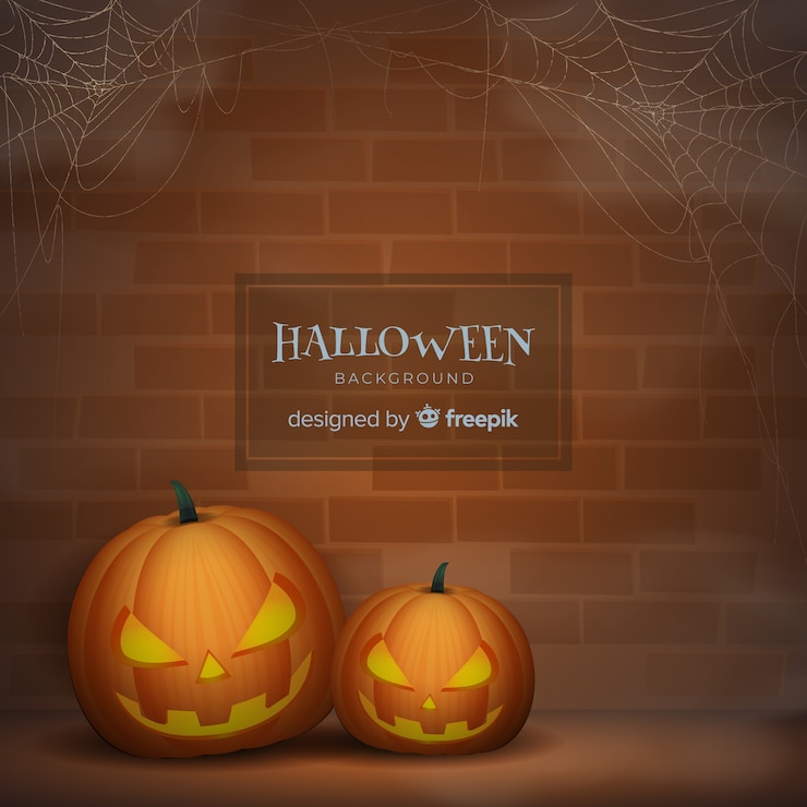 Vector Gratis latar belakang halloween yang luar biasa dengan desain realistis