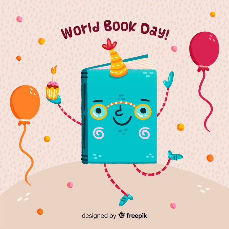 Vector Gratis latar belakang hari buku dunia yang digambar tangan