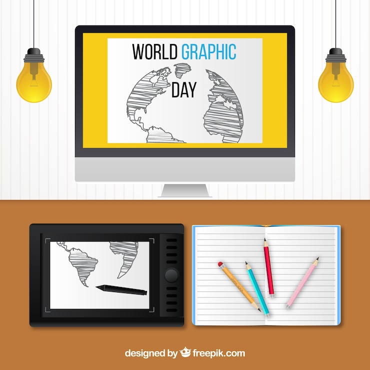 Vector Gratis latar belakang hari grafik dunia dalam gaya realistis
