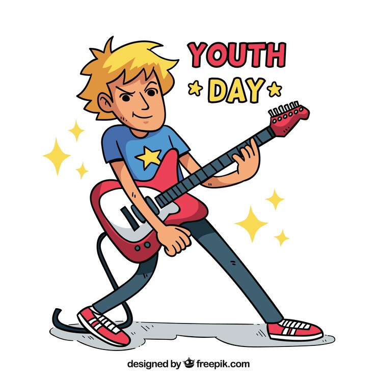Vector Gratis latar belakang hari pemuda dengan konsep rock