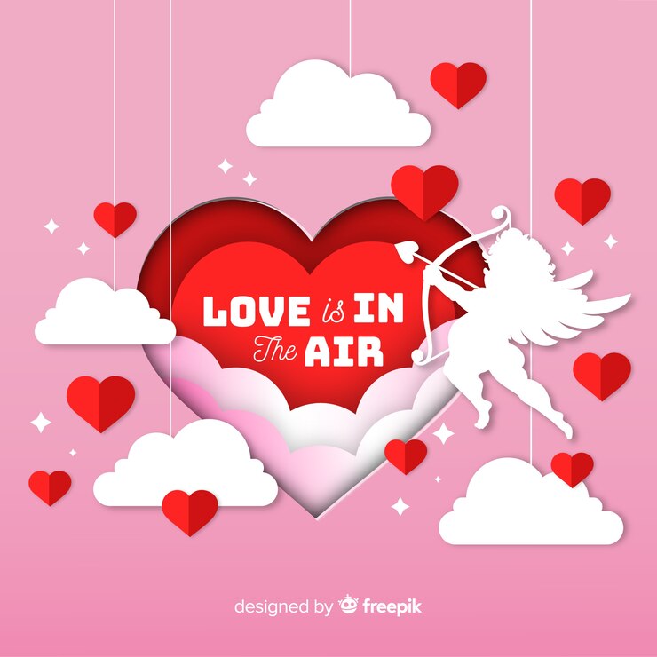 Vector Gratis latar belakang hari valentine dalam gaya kertas
