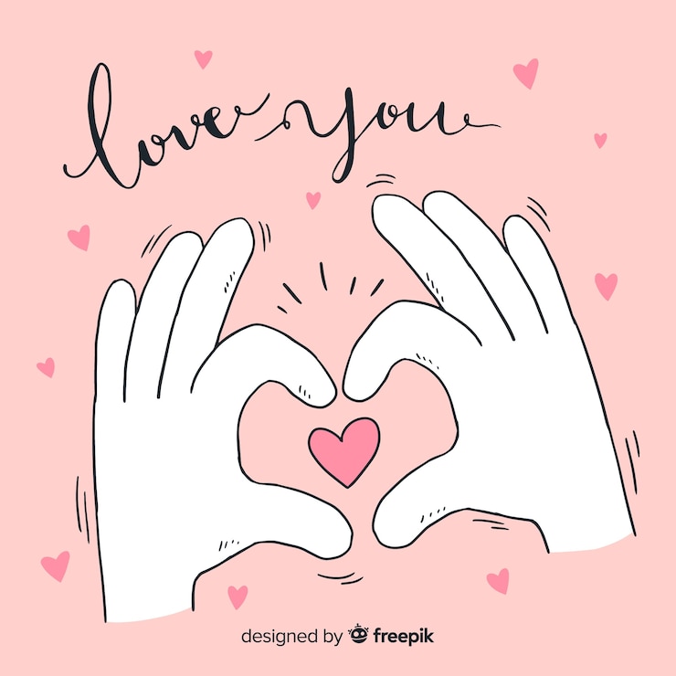 Vector Gratis latar belakang hari valentine tangan