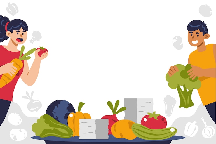 Vector Gratis latar belakang hari vegetarian dunia datar