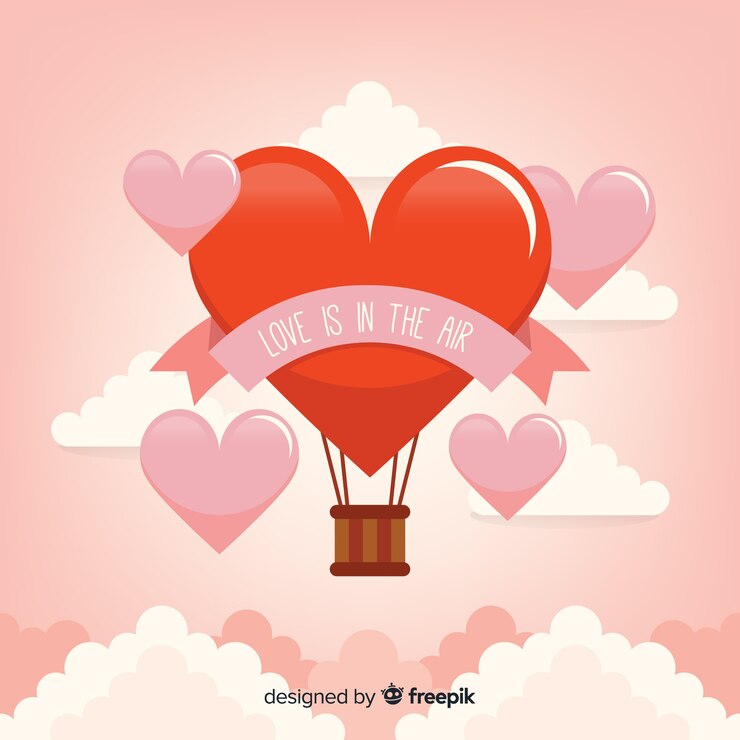 Vector Gratis latar belakang hati balon udara panas