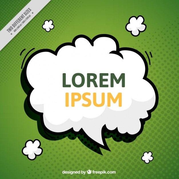 Vector Gratis latar belakang hijau dengan balon ucapan komik