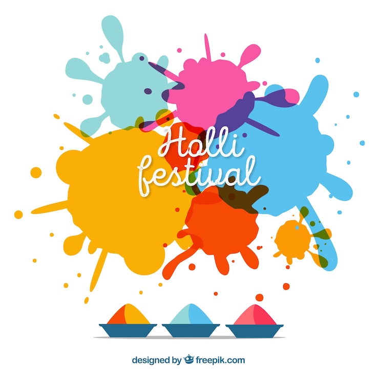 Vector Gratis latar belakang holi bahagia flat