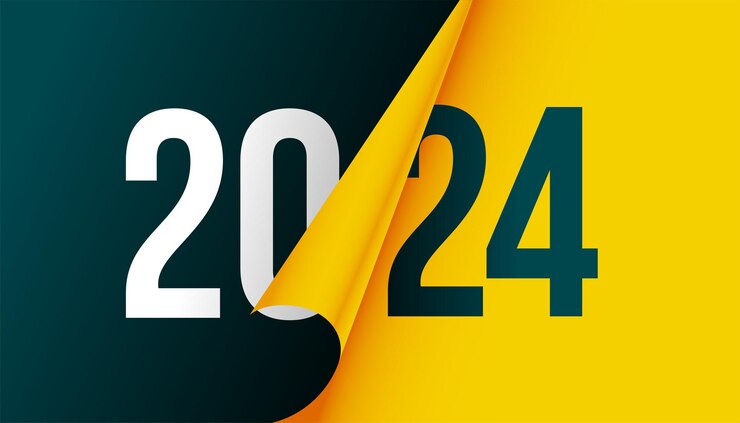 Vector Gratis latar belakang huruf gaya ikal halaman 2024 untuk vektor acara tahun baru