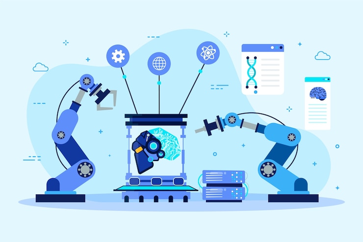 Vector Gratis latar belakang industri 4.0 digambar tangan