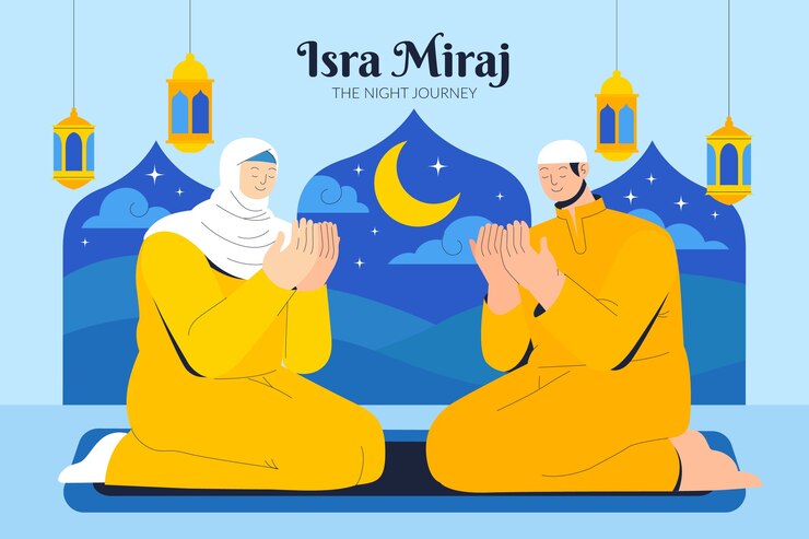 Vector Gratis latar belakang isra miraj datar