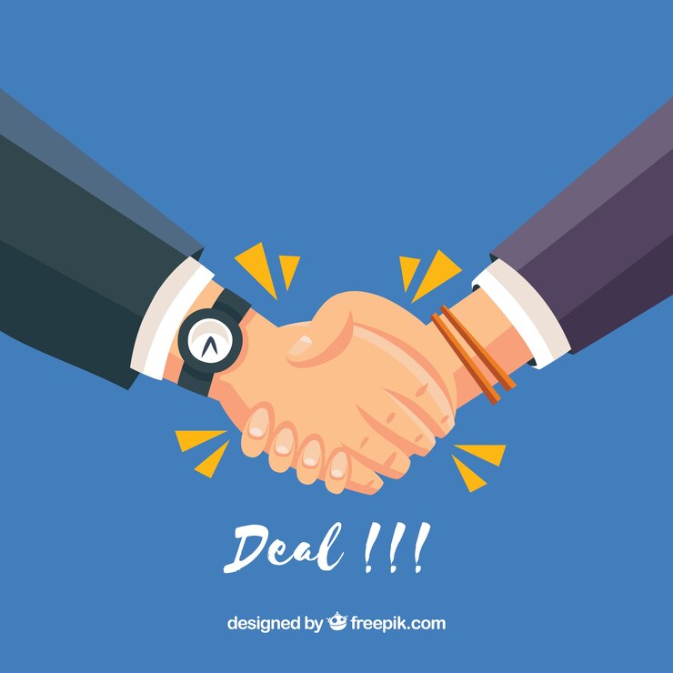 Vector Gratis latar belakang jabat tangan bisnis dalam gaya datar