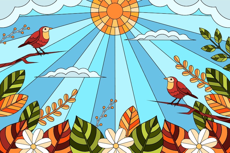 Vector Gratis latar belakang kaca patri desain datar