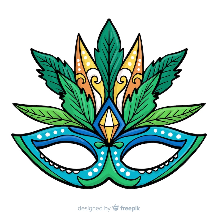 Vector Gratis latar belakang karnaval brasil dengan topeng warna-warni