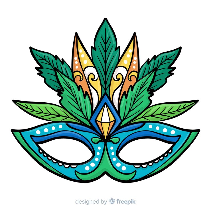 Vector Gratis latar belakang karnaval brasil dengan topeng warna-warni