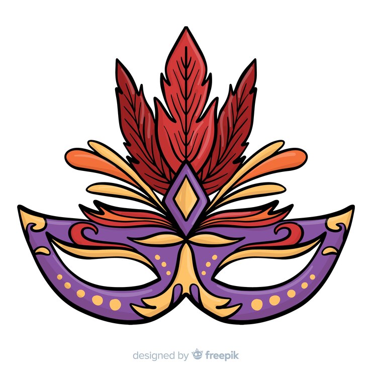 Vector Gratis latar belakang karnaval brasil dengan topeng warna-warni