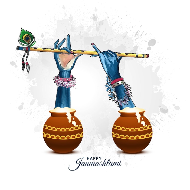 Vector Gratis latar belakang kartu perayaan festival janmashtami india
