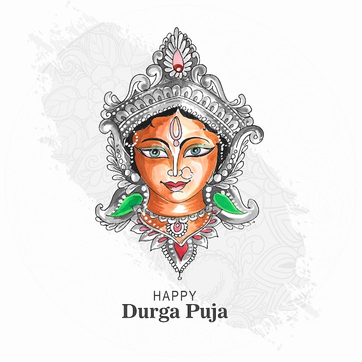 Vector Gratis latar belakang kartu wajah festival agama india durga puja