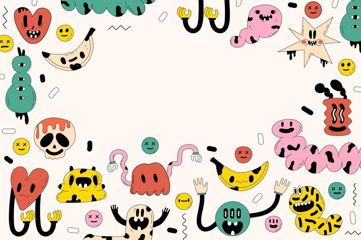 Vector Gratis latar belakang kartun trendi yang digambar tangan